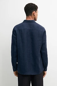 Regular fit 100% linen shirt with pockets