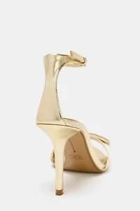 SANDALES À TALONS AVEC LACET ET EFFET MÉTALLISÉ
