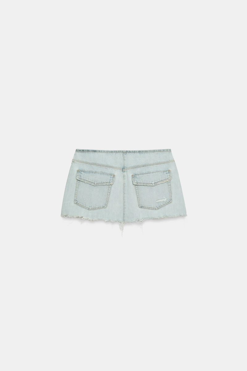 TRF RIPPED DENIM MINI SKIRT