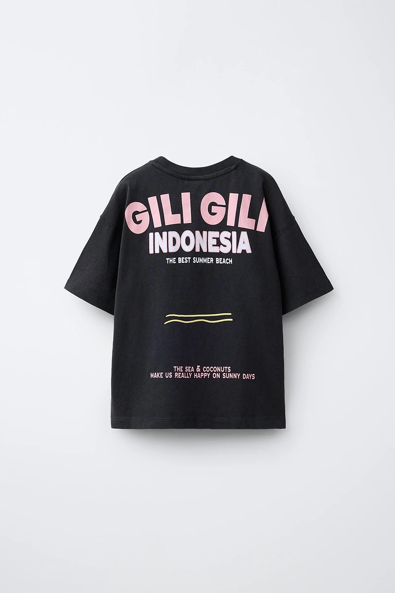 WASHED EFFECT TEXT T-SHIRT