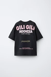 WASHED EFFECT TEXT T-SHIRT