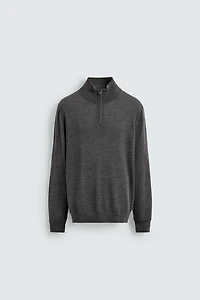 100% WOOL QUARTER-ZIP SWEATER