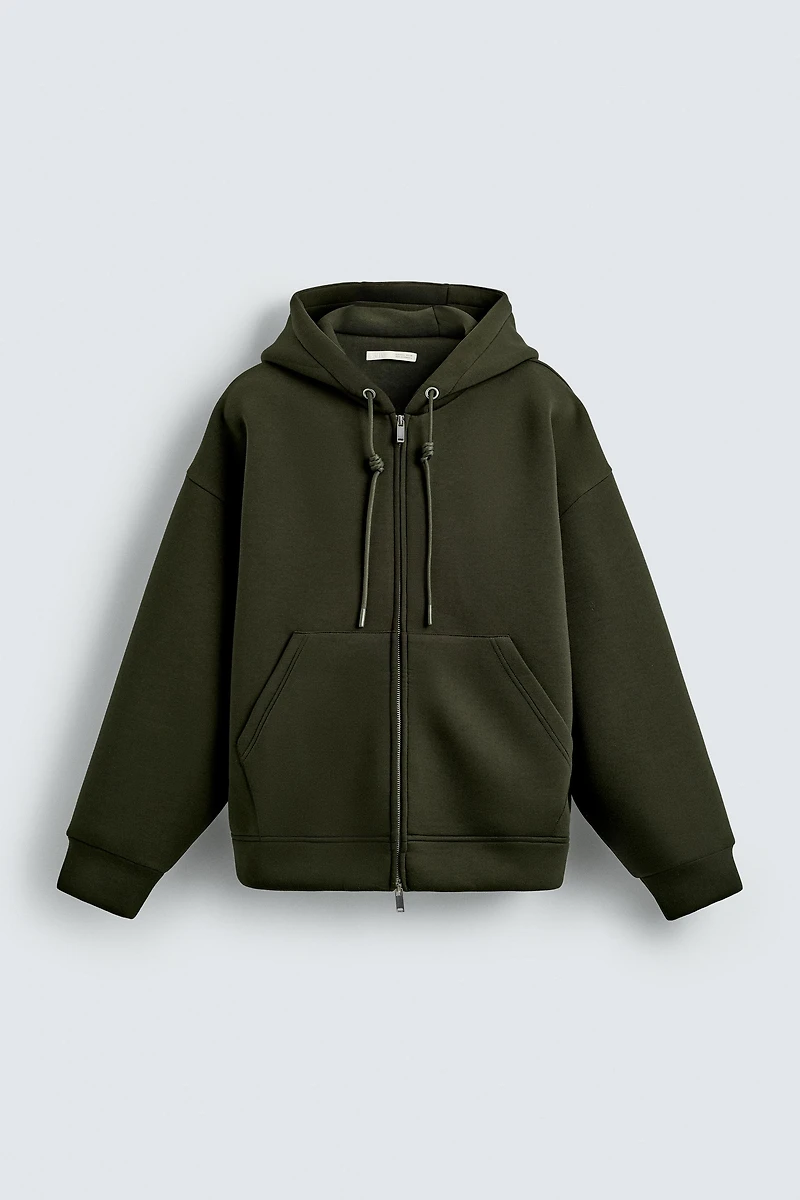NEOPRENE EFFECT HOODIE SWEATSHIRT