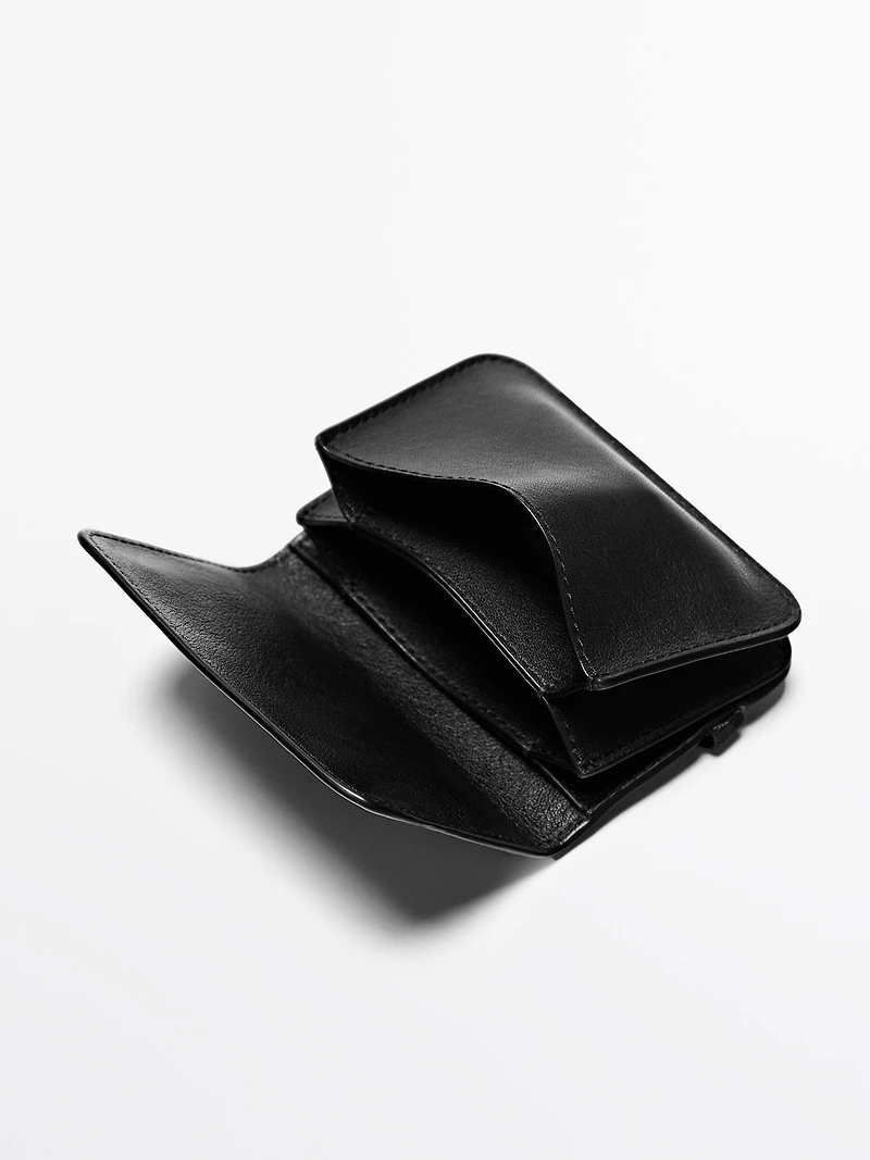 Nappa leather card holder with flap