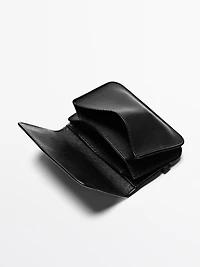 Nappa leather card holder with flap