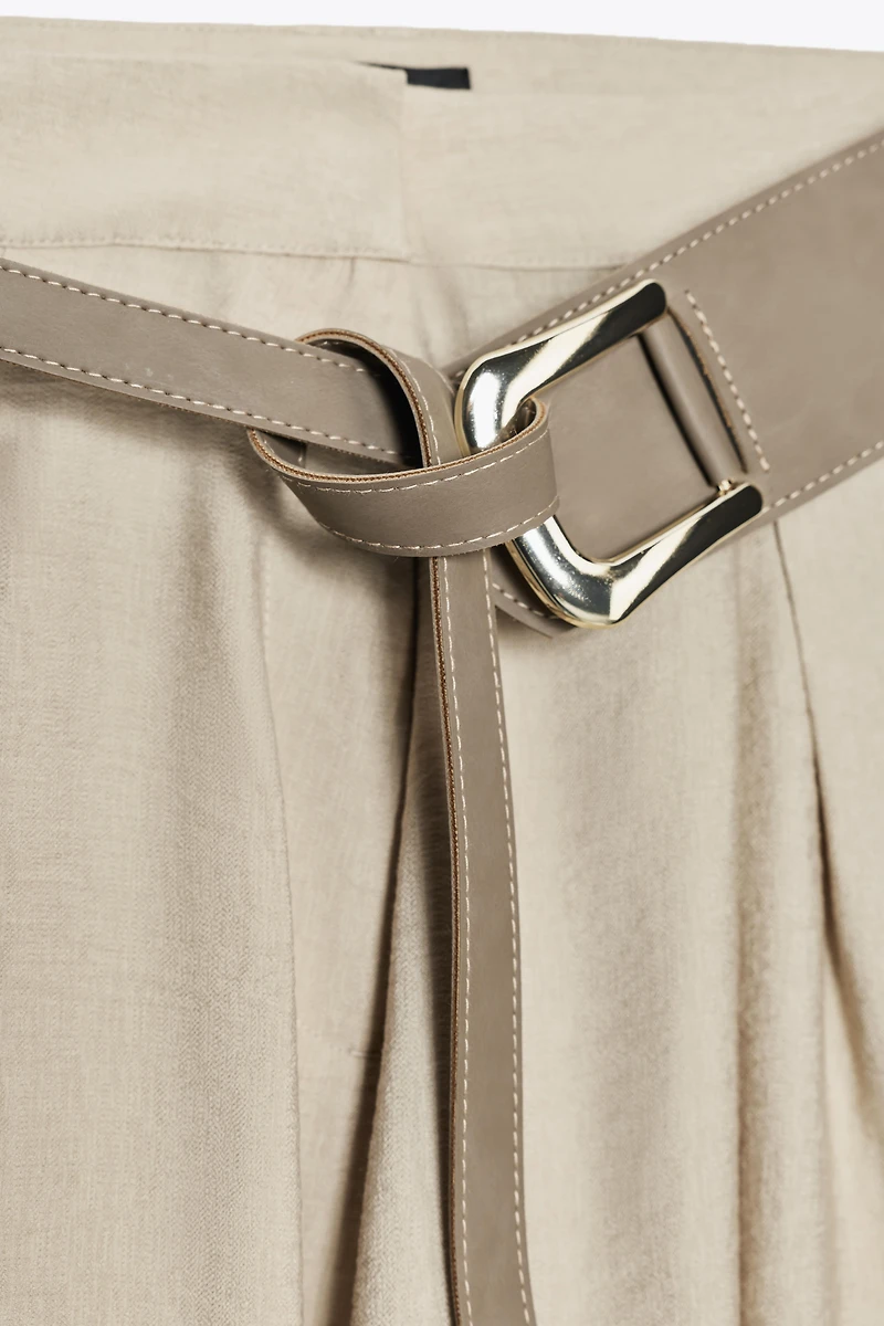 RUSTIC BELTED A-LINE SKIRT