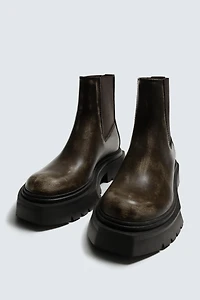 WORN-EFFECT CHELSEA BOOTS WITH CHUNKY SOLE