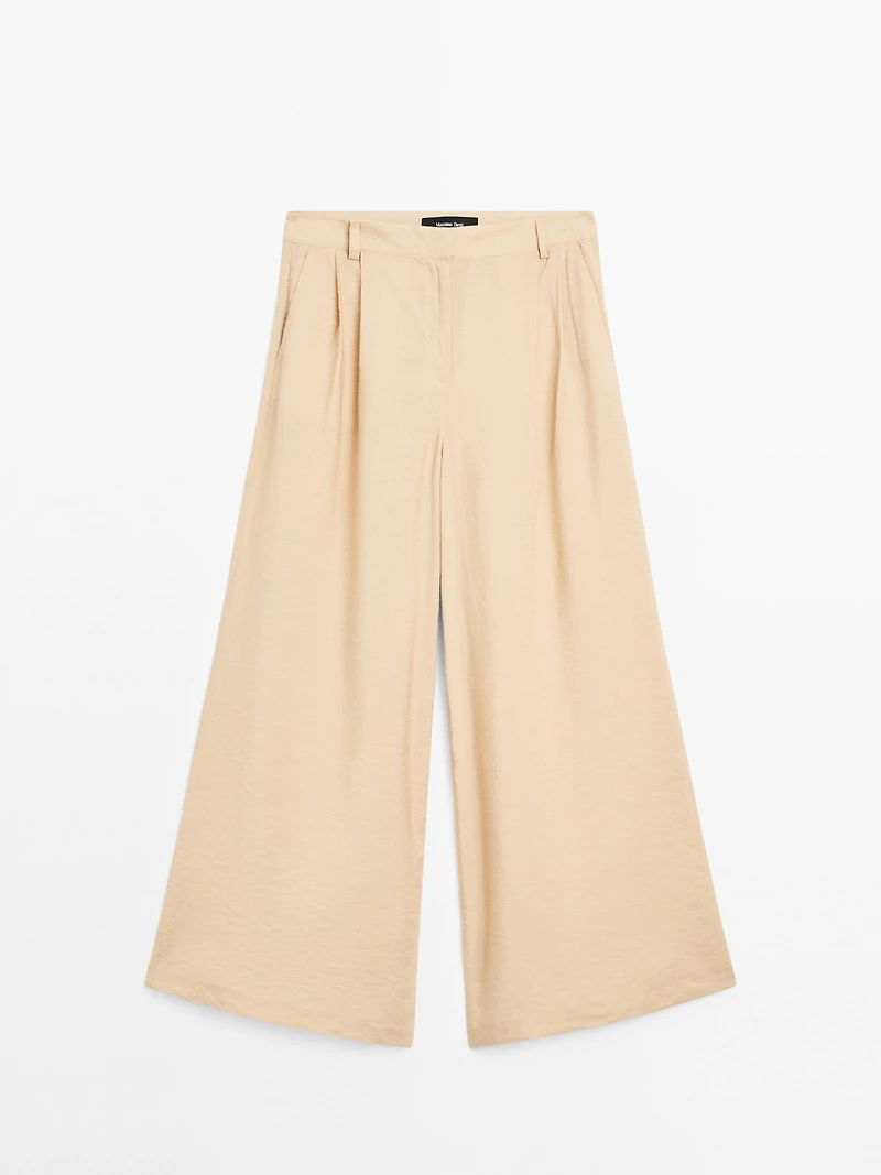 Darted palazzo trousers