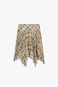 PLAID MIDI SKIRT