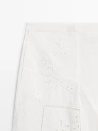 Embroidered patchwork trousers