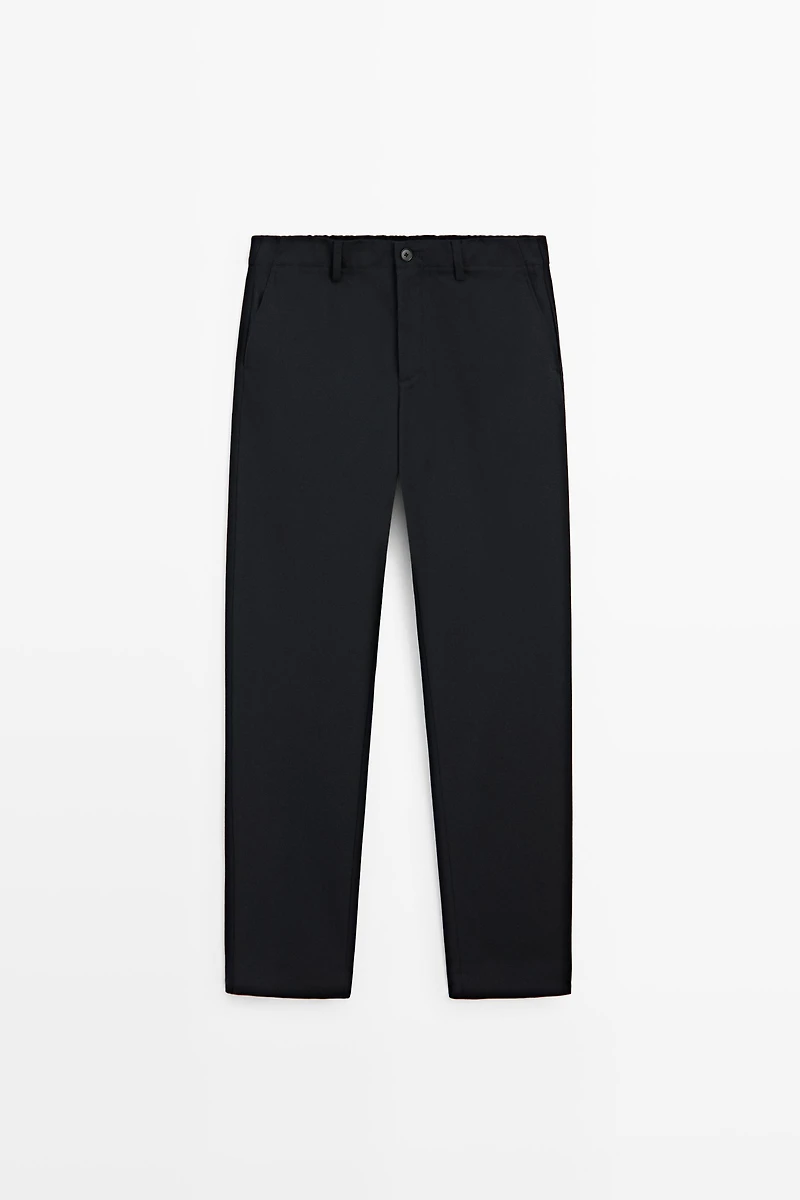 100% cool wool textured pants