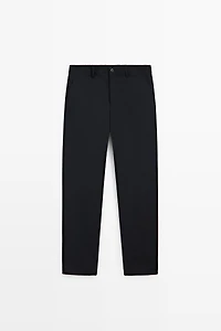 100% cool wool textured pants