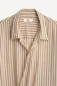 STRIPED VISCOSE-SILK WRAP SHIRT