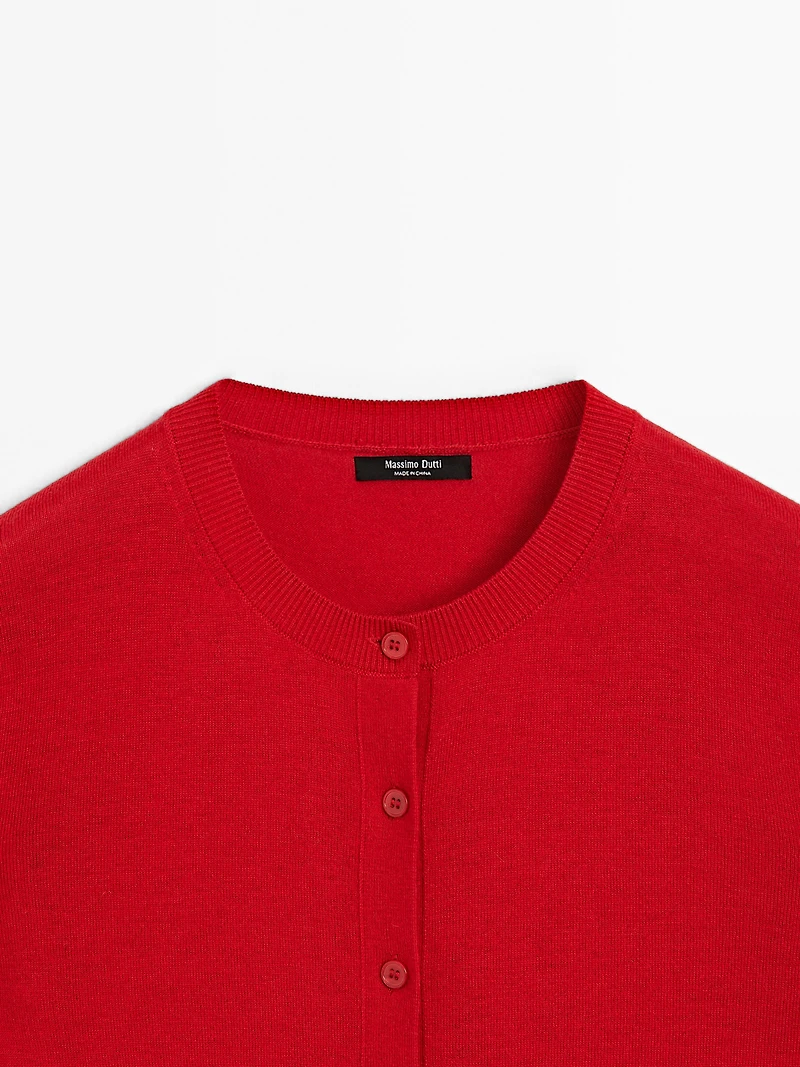 Cardigan laine à col rond