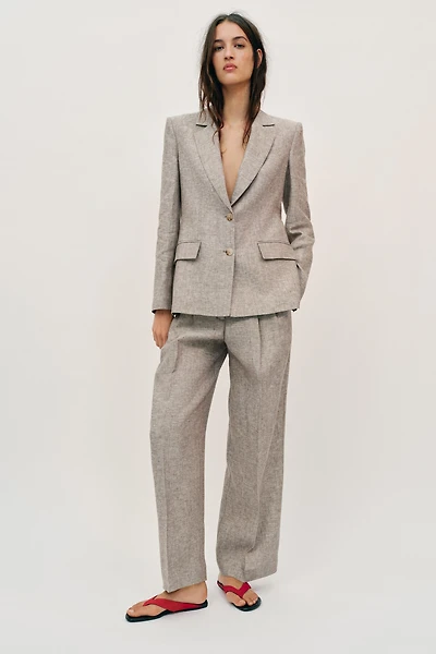 100% LINEN STRAIGHT LEG PANTS