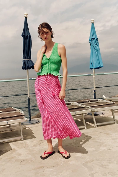 PLAID MIDI SKIRT