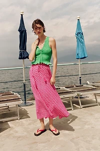 PLAID MIDI SKIRT