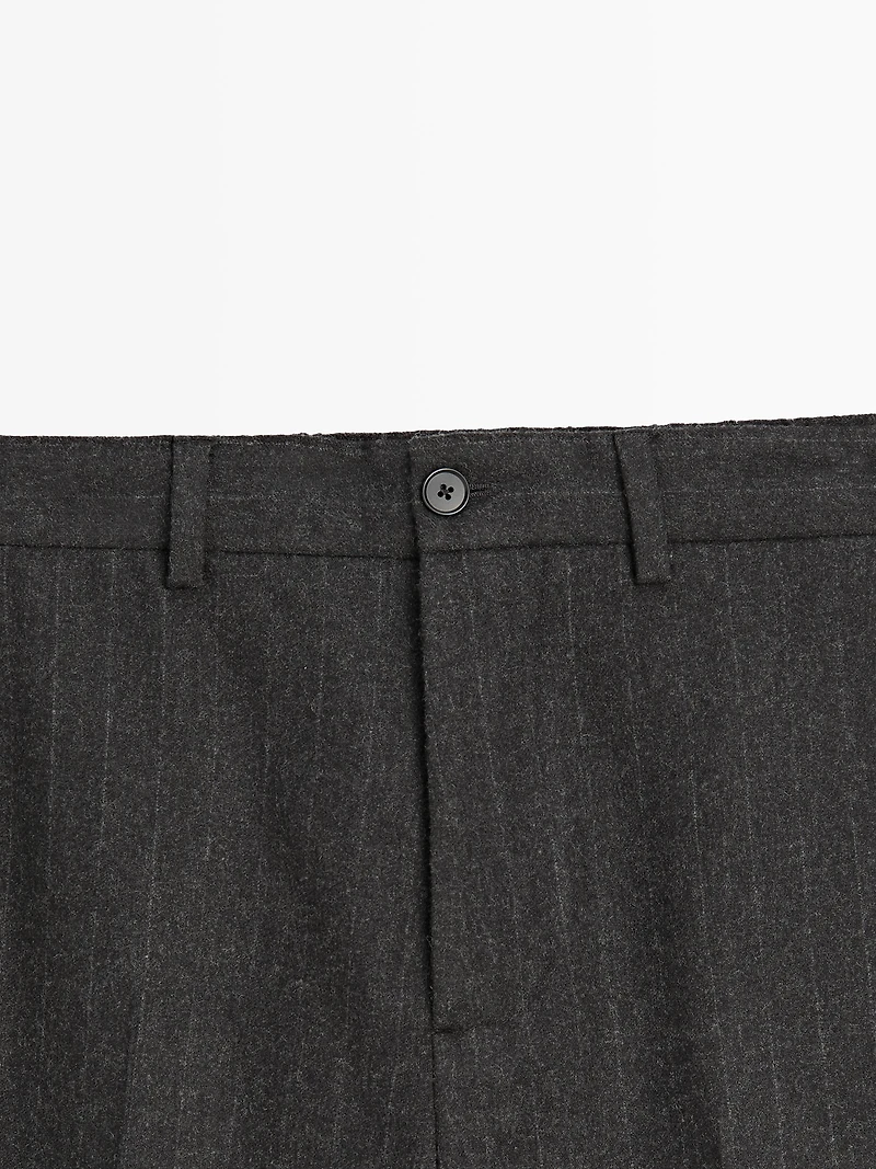 Striped wool blend trousers