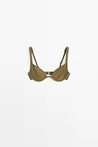 Shimmery gathered underwire bikini top