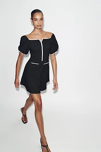 CONTRAST BOUCLE DRESS