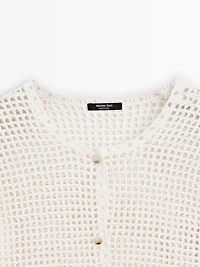 Cardigan crochet ajouré 100 % coton