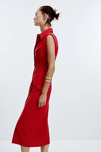 CREPE MIDI FITTED DRESS
