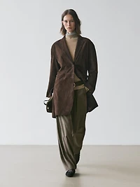 Long suede leather coat