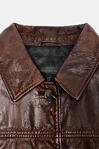 VESTE EN CUIR DÉLAVÉ