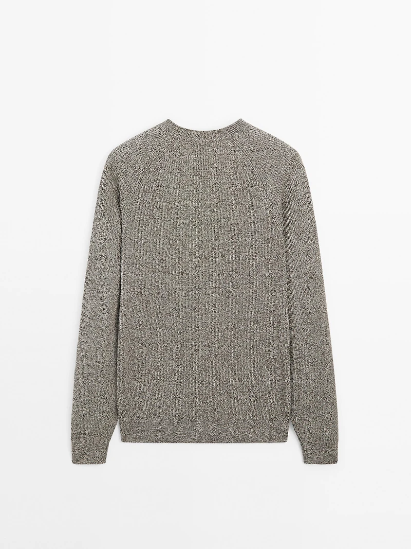 Crew neck mouliné knit sweater