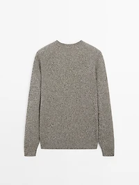 Crew neck mouliné knit sweater