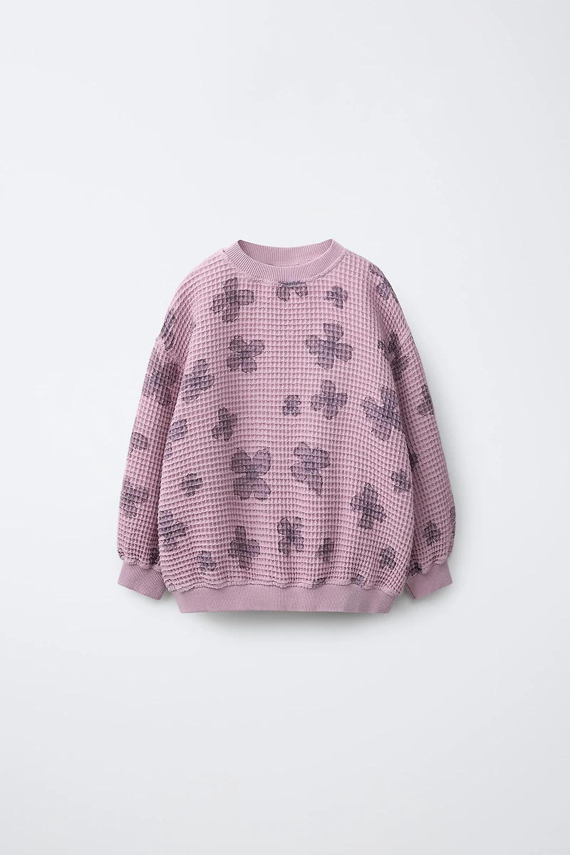SWEAT WAFFLE À FLEURS