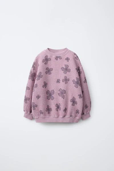 SWEAT WAFFLE À FLEURS