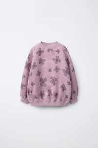 SWEAT WAFFLE À FLEURS