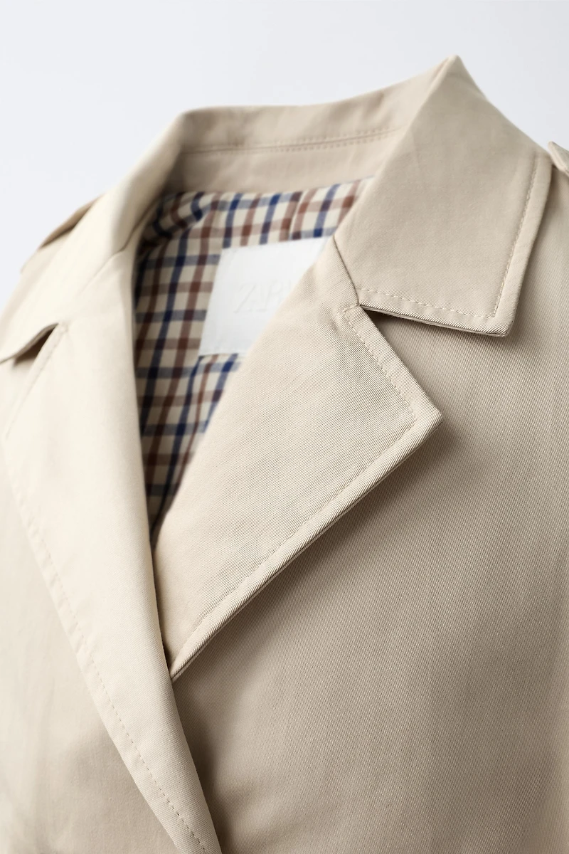 QUILTED PLAID LINED TRENCH COAT