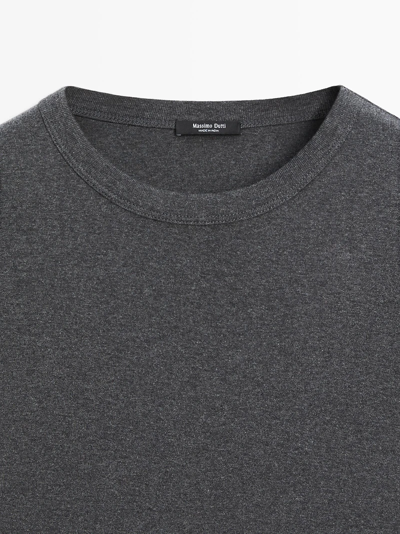 Ribbed long sleeve melange T-shirt