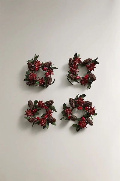 SET OF DRIED LEAF CHRISTMAS NAPKIN HOLDERS (SET OF 4)