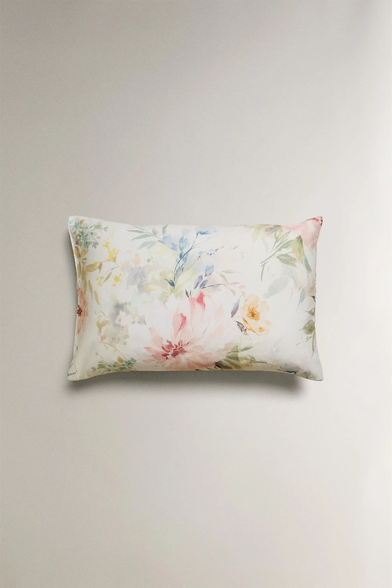 TAIE D’OREILLER SATIN IMPRIMÉ FLEUR