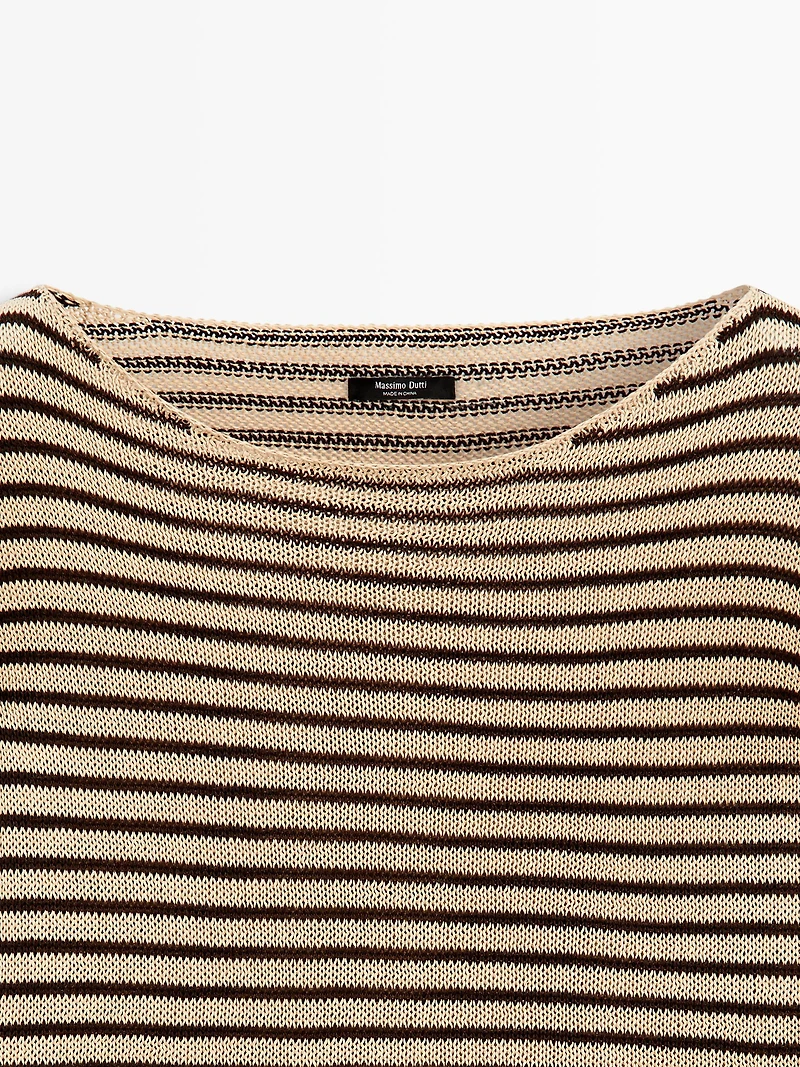 100% cotton striped knit sweater