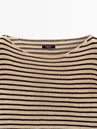 100% cotton striped knit sweater