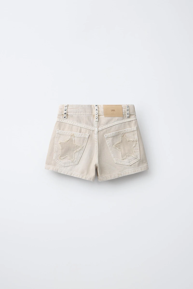 STAR STUDDED DENIM SHORTS
