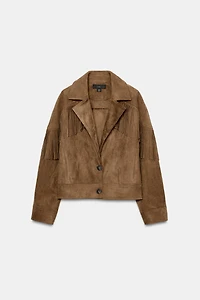 FRINGED FAUX SUEDE JACKET