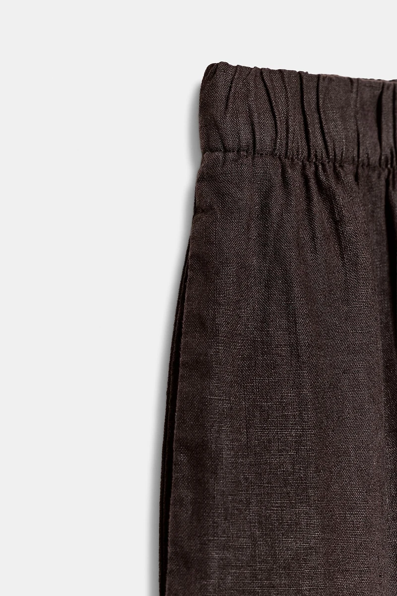 100% LINEN BARREL PANTS ZW COLLECTION