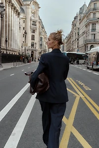 PINSTRIPE BLAZER WITH SHOULDER PADS
