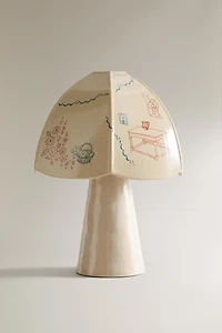 CERAMIC TABLE LAMP WITH PAINTED MOTIFS