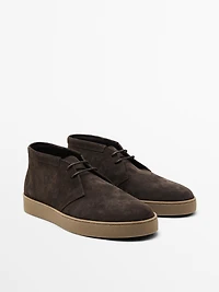 Soft split suede ankle boots