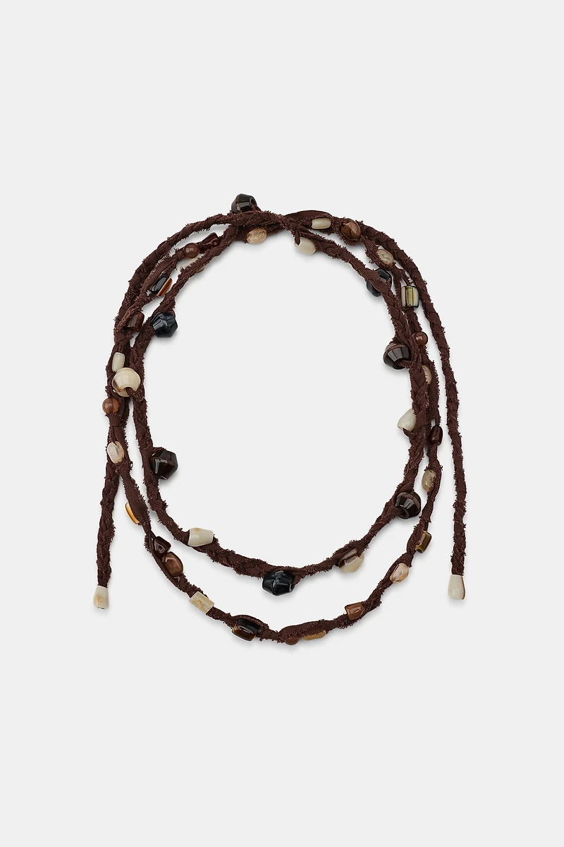 DOUBLE CORD BELT WITH RESIN PIECES