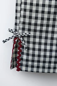GINGHAM CULOTTES WITH WAVY TRIM