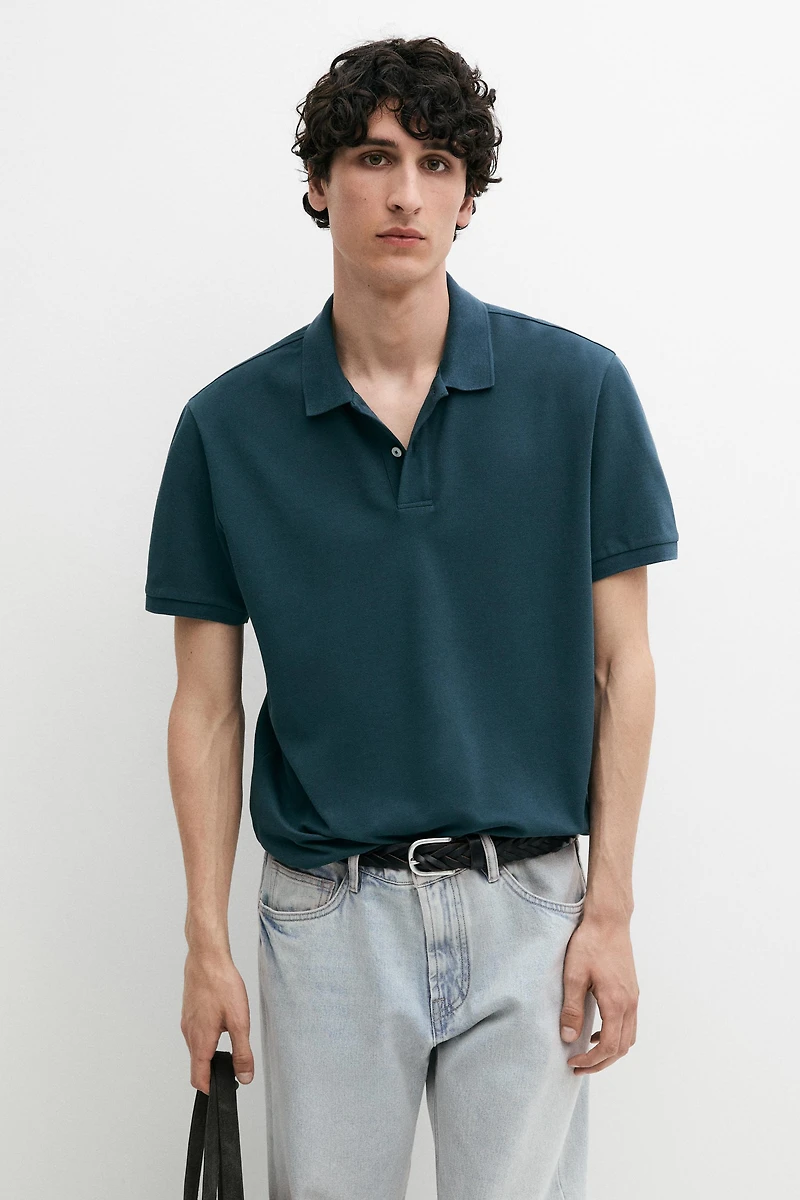 Polo en coton piqué micro-texturé