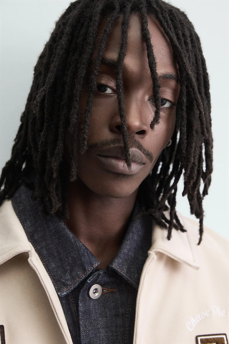 FAUX SUEDE BOMBER JACKET