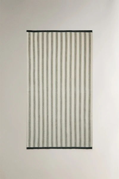 VELOUR BEACH TOWEL WITH COMBINED STRIPES